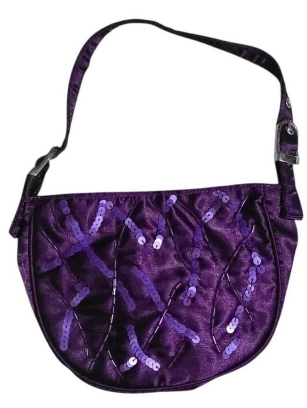 🖤 BNWT Vintage Y2K Addition-Elle Purple Satin Sequin Mini Shoulder Bag